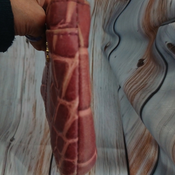 Coach Madison Raspberry Pink Leather, Croccodile Embossed Wristlet. - Picture 5 of 8